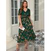 imageSimplee Womens V Neck Velvet Maxi Dress Short Sleeve Empire Waist Long Formal Dress for Wedding GuestPemerald Green2
