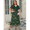 imageSimplee Womens V Neck Velvet Maxi Dress Short Sleeve Empire Waist Long Formal Dress for Wedding GuestPemerald Green2