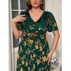 imageSimplee Womens V Neck Velvet Maxi Dress Short Sleeve Empire Waist Long Formal Dress for Wedding GuestPemerald Green2