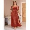 imageSimplee Womens V Neck Velvet Maxi Dress Short Sleeve Empire Waist Long Formal Dress for Wedding GuestPpumpkin Orange