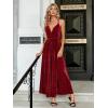 imageSimplee Womens V Neck Velvet Maxi Dress Short Sleeve Empire Waist Long Formal Dress for Wedding GuestSwine Red