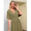 imageSimplee Womens V Neck Wide Leg Jumpsuits Dressy Casual One Piece High Waist Short Sleeve Formal Jumpsuit Long RomperEmerald Green