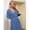 imageSimplee Womens V Neck Wide Leg Jumpsuits Dressy Casual One Piece High Waist Short Sleeve Formal Jumpsuit Long RomperRoyal Blue