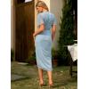 imageSimplee Womens V Neck Wrap Short Sleeve Cocktail Dress Sparkly Glitter Sexy High Low Midi Bodycon DressGrey Blue