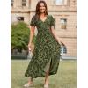 imageSimplee Womens Velvet Maxi Dress V Neck Short Sleeve Empire Waist Semi Formal Long Cocktail DressesBurnoutarmy Green