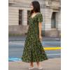 imageSimplee Womens Velvet Maxi Dress V Neck Short Sleeve Empire Waist Semi Formal Long Cocktail DressesBurnoutarmy Green