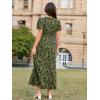 imageSimplee Womens Velvet Maxi Dress V Neck Short Sleeve Empire Waist Semi Formal Long Cocktail DressesBurnoutarmy Green