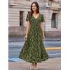 imageSimplee Womens Velvet Maxi Dress V Neck Short Sleeve Empire Waist Semi Formal Long Cocktail DressesBurnoutarmy Green