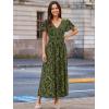 imageSimplee Womens Velvet Maxi Dress V Neck Short Sleeve Empire Waist Semi Formal Long Cocktail DressesBurnoutarmy Green