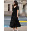 imageSimplee Womens Velvet Maxi Dress V Neck Short Sleeve Empire Waist Semi Formal Long Cocktail DressesBurnoutblack