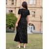 imageSimplee Womens Velvet Maxi Dress V Neck Short Sleeve Empire Waist Semi Formal Long Cocktail DressesBurnoutblack