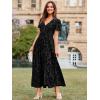 imageSimplee Womens Velvet Maxi Dress V Neck Short Sleeve Empire Waist Semi Formal Long Cocktail DressesBurnoutblack