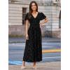 imageSimplee Womens Velvet Maxi Dress V Neck Short Sleeve Empire Waist Semi Formal Long Cocktail DressesBurnoutblack