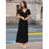 imageSimplee Womens Velvet Maxi Dress V Neck Short Sleeve Empire Waist Semi Formal Long Cocktail DressesBurnoutblack
