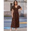 imageSimplee Womens Velvet Maxi Dress V Neck Short Sleeve Empire Waist Semi Formal Long Cocktail DressesBurnoutbrown