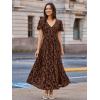 imageSimplee Womens Velvet Maxi Dress V Neck Short Sleeve Empire Waist Semi Formal Long Cocktail DressesBurnoutbrown