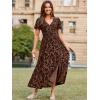 imageSimplee Womens Velvet Maxi Dress V Neck Short Sleeve Empire Waist Semi Formal Long Cocktail DressesBurnoutbrown