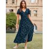 imageSimplee Womens Velvet Maxi Dress V Neck Short Sleeve Empire Waist Semi Formal Long Cocktail DressesBurnoutdark Blue