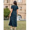 imageSimplee Womens Velvet Maxi Dress V Neck Short Sleeve Empire Waist Semi Formal Long Cocktail DressesBurnoutdark Blue