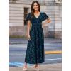 imageSimplee Womens Velvet Maxi Dress V Neck Short Sleeve Empire Waist Semi Formal Long Cocktail DressesBurnoutdark Blue