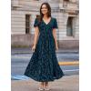 imageSimplee Womens Velvet Maxi Dress V Neck Short Sleeve Empire Waist Semi Formal Long Cocktail DressesBurnoutdark Blue