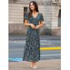 imageSimplee Womens Velvet Maxi Dress V Neck Short Sleeve Empire Waist Semi Formal Long Cocktail DressesBurnoutdusty Blue