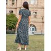 imageSimplee Womens Velvet Maxi Dress V Neck Short Sleeve Empire Waist Semi Formal Long Cocktail DressesBurnoutdusty Blue