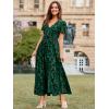 imageSimplee Womens Velvet Maxi Dress V Neck Short Sleeve Empire Waist Semi Formal Long Cocktail DressesBurnoutgreen
