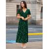 imageSimplee Womens Velvet Maxi Dress V Neck Short Sleeve Empire Waist Semi Formal Long Cocktail DressesBurnoutgreen