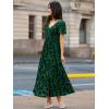 imageSimplee Womens Velvet Maxi Dress V Neck Short Sleeve Empire Waist Semi Formal Long Cocktail DressesBurnoutgreen