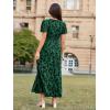 imageSimplee Womens Velvet Maxi Dress V Neck Short Sleeve Empire Waist Semi Formal Long Cocktail DressesBurnoutgreen