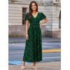 imageSimplee Womens Velvet Maxi Dress V Neck Short Sleeve Empire Waist Semi Formal Long Cocktail DressesBurnoutgreen