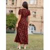 imageSimplee Womens Velvet Maxi Dress V Neck Short Sleeve Empire Waist Semi Formal Long Cocktail DressesBurnoutrust