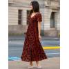 imageSimplee Womens Velvet Maxi Dress V Neck Short Sleeve Empire Waist Semi Formal Long Cocktail DressesBurnoutrust