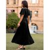 imageSimplee Womens Velvet Maxi Dress V Neck Short Sleeve Empire Waist Semi Formal Long Cocktail DressesVelvetblack
