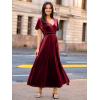 imageSimplee Womens Velvet Maxi Dress V Neck Short Sleeve Empire Waist Semi Formal Long Cocktail DressesVelvetburgundy