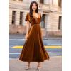 imageSimplee Womens Velvet Maxi Dress V Neck Short Sleeve Empire Waist Semi Formal Long Cocktail DressesVelvetburnt Orange