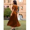 imageSimplee Womens Velvet Maxi Dress V Neck Short Sleeve Empire Waist Semi Formal Long Cocktail DressesVelvetburnt Orange