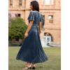 imageSimplee Womens Velvet Maxi Dress V Neck Short Sleeve Empire Waist Semi Formal Long Cocktail DressesVelvetdusty Blue