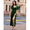 imageSimplee Womens Velvet Maxi Dress V Neck Short Sleeve Empire Waist Semi Formal Long Cocktail DressesVelvetgreen