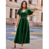 imageSimplee Womens Velvet Maxi Dress V Neck Short Sleeve Empire Waist Semi Formal Long Cocktail DressesVelvetgreen