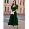 imageSimplee Womens Velvet Maxi Dress V Neck Short Sleeve Empire Waist Semi Formal Long Cocktail DressesVelvetgreen