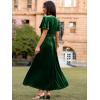 imageSimplee Womens Velvet Maxi Dress V Neck Short Sleeve Empire Waist Semi Formal Long Cocktail DressesVelvetgreen