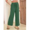 imageSimplee Womens Wide Leg Palazzo Pants High Waisted Boho Casual Drawstring Linen Pants Trousers with Pockets