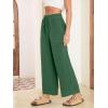 imageSimplee Womens Wide Leg Palazzo Pants High Waisted Boho Casual Drawstring Linen Pants Trousers with Pockets