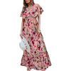 imageAmegoya Womens Casual Short Sleeve V Neck Floral Maxi Dresses Boho Beach Photoshoot Flowy Ruffle Long Dress4pink Floral