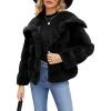 imageSimplee Apparel Womens Faux Fur Coat Fleece Cropped Jacket Long Sleeve Fur Coats Warm Winter Jackets 2025Black