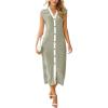imageSimplee Women Button Striped Summer Dress Knit Casual Cap Sleeve VNeck Midi Comfy Travel Dresses 2025 TrendyArmy Green