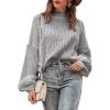 imageSimplee Womens Casual Long Sleeve Loose Pullover Knit Sweater Jumper Top Grey One Size