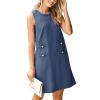 imageSimplee Womens Denim Dress Summer Sleeveless Casual Mini Dresses Crewneck Western Jean Dress with PocketsDark Denim Blue